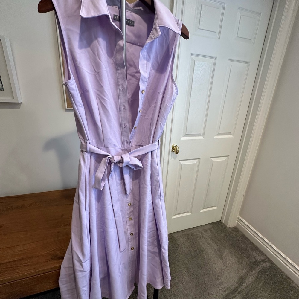 Sharagano Light Purple Sleeveless Midi Dress